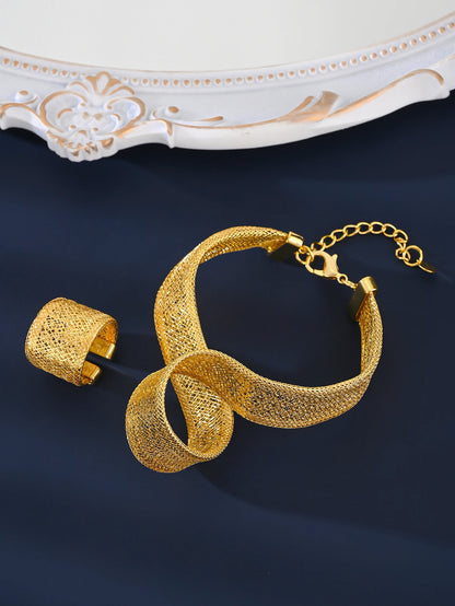 5 Pcs/set Luxury 18K Gold-plated Brass Designer Jewelry Collection, Brand Bracelets, Necklaces, Earrings, Jewelry for Women